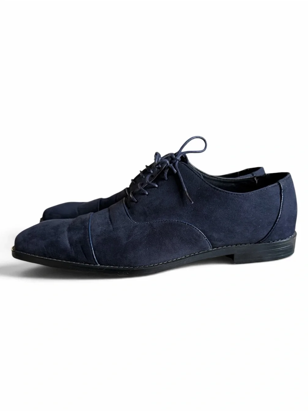 Sio Men’s Size 13 Blue Faux Suede Cap-Toe Oxford Dress Shoes Classic Lace-Up